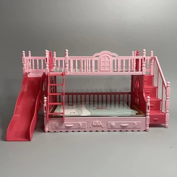 Baba Ágy Gyerekek Játszanak Ház Barbie Baba Kiegészítők Szimuláció Európai Bútorok Hercegnő Franciaágy Lépcsőn Játékok