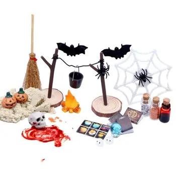 Halloween Miniatúrák A Babaház 27 Darab Sütőtök Koponyák Fej Ütő Figura Készlet Mini Halloween Kerti Táj Babaház